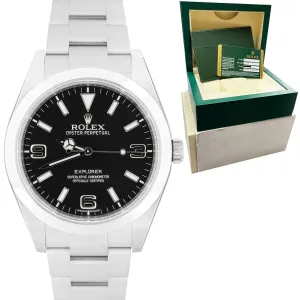 MINT Rolex Explorer I Black 39mm Stainless Steel Oyster Watch 214270 BOX PAPERS