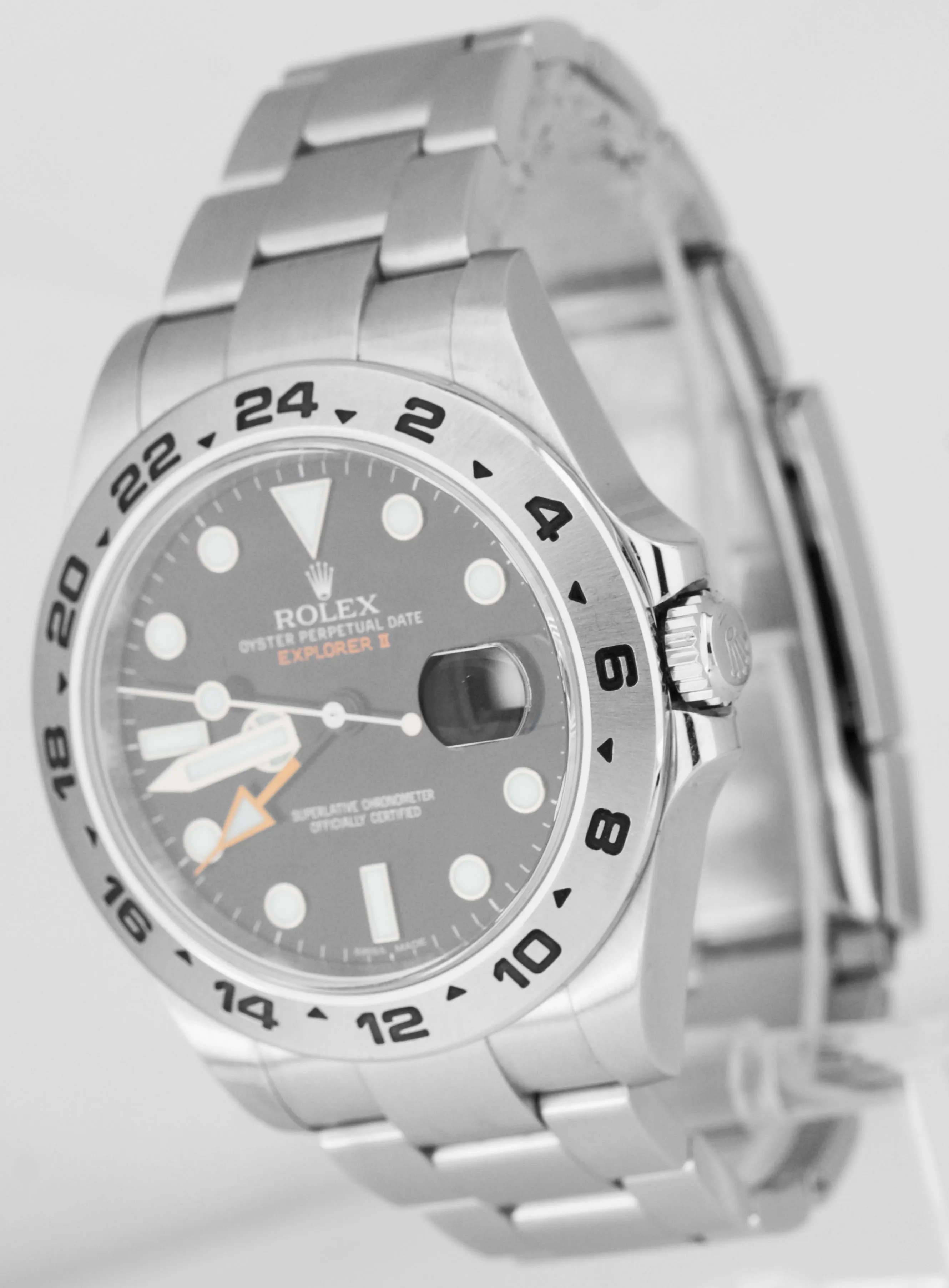 MINT Rolex Explorer II Black Orange Stainless GMT Date 42mm Watch 216570 B P