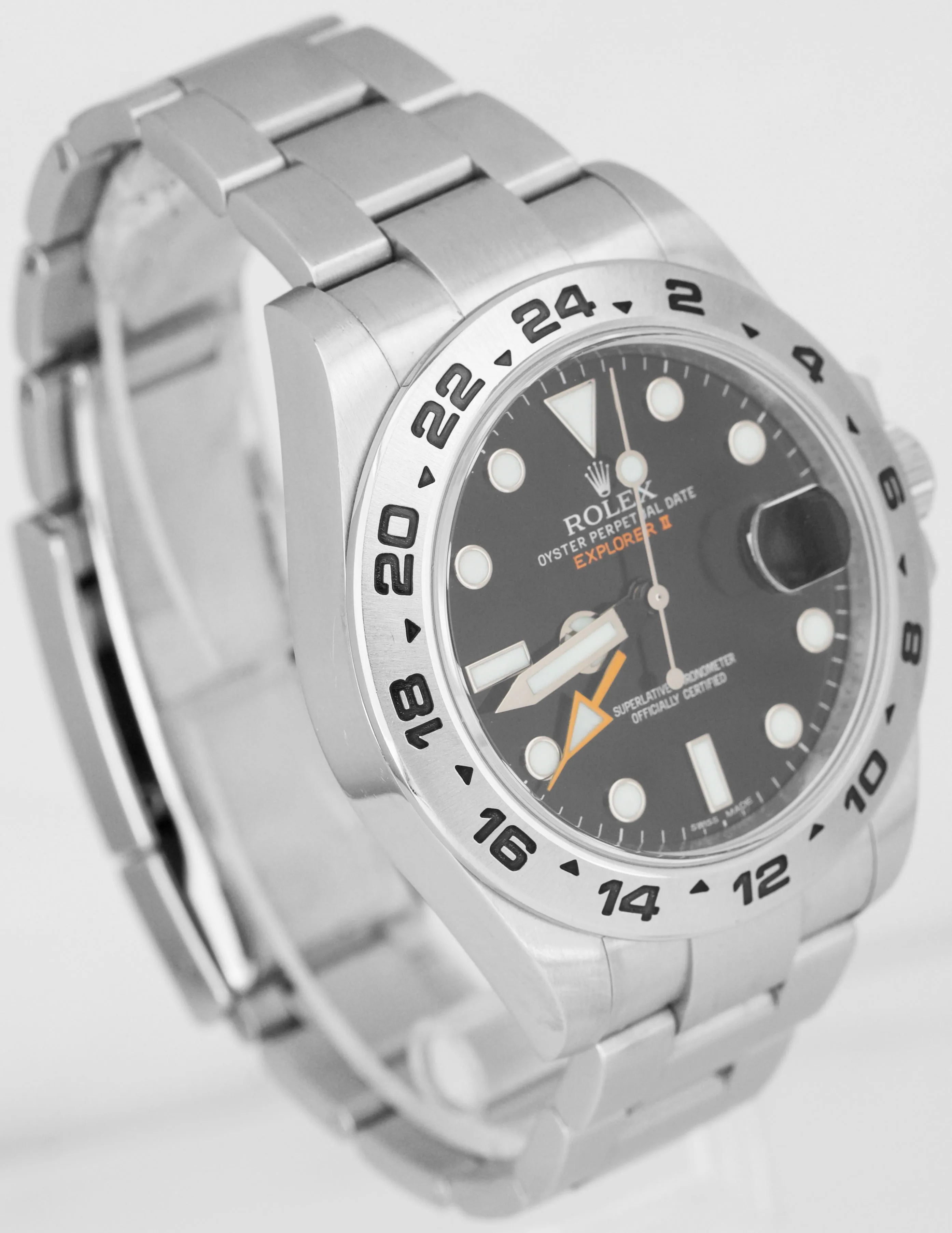 MINT Rolex Explorer II Black Orange Stainless GMT Date 42mm Watch 216570 B P