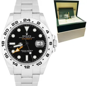 MINT Rolex Explorer II Black Orange Stainless GMT Date 42mm Watch 216570 B P