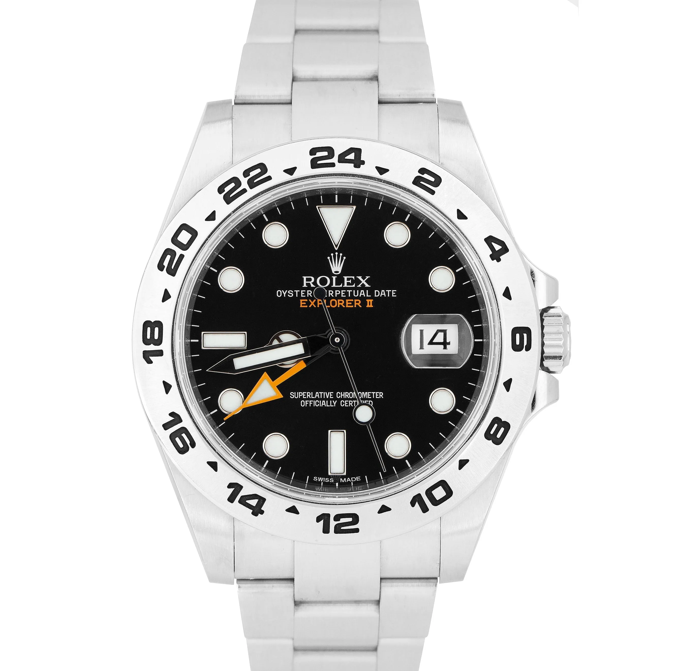 MINT Rolex Explorer II Black Orange Stainless GMT Date 42mm Watch 216570 B P