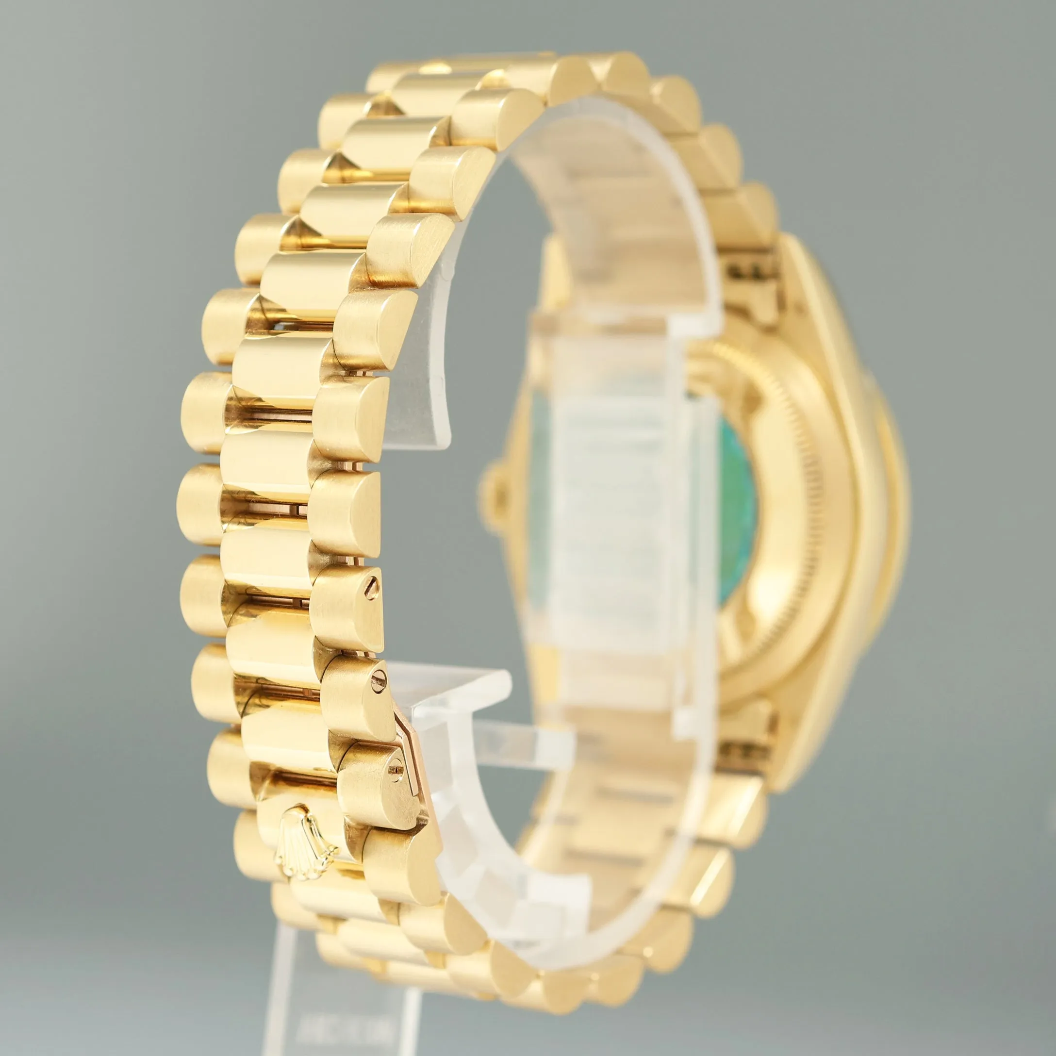 MINT Rolex President Champagne Diamond Lugs Bezel Double Quick Gold 18238 Watch