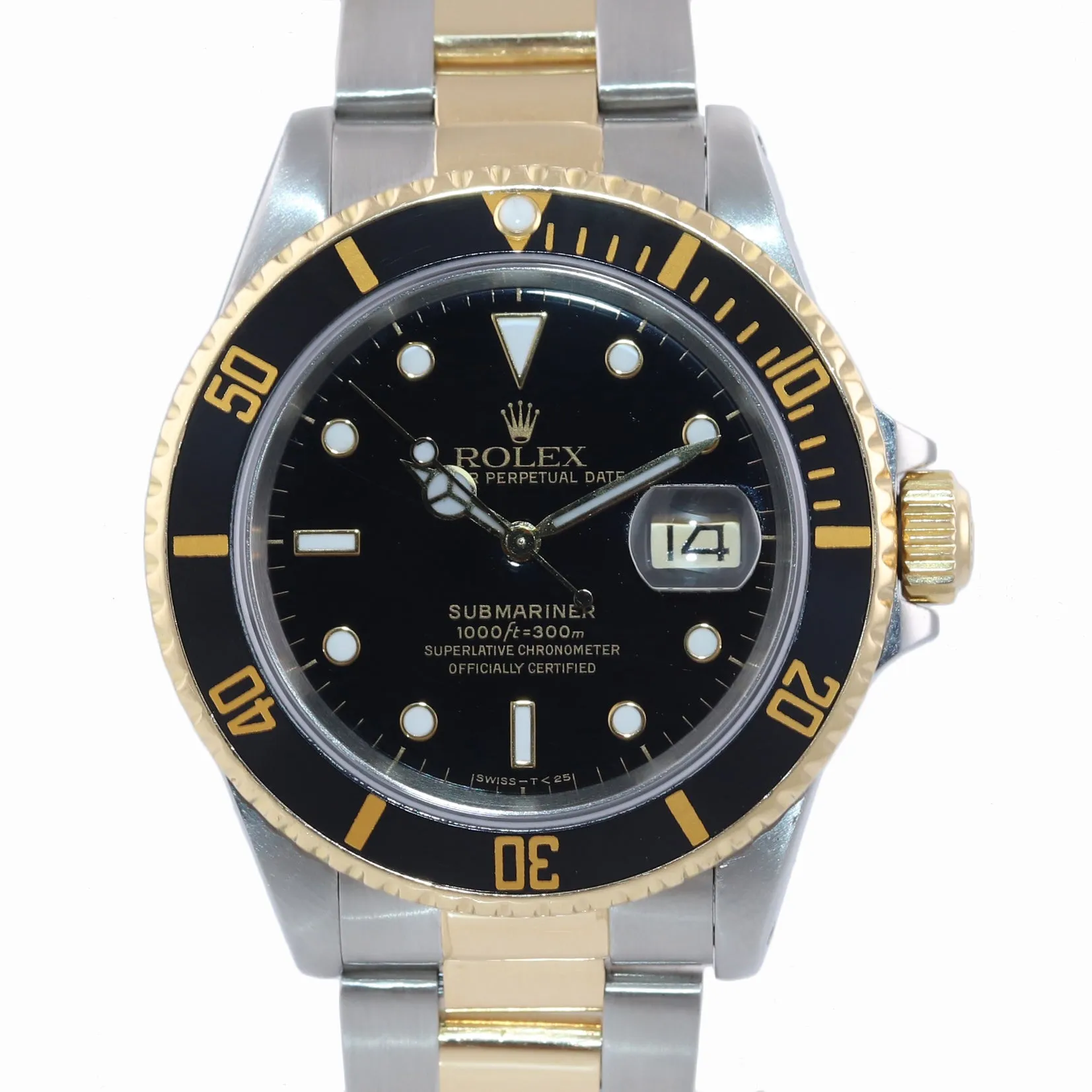 MINT Rolex Submariner Date 16613 Two Tone 18k Yellow Gold Black 40mm Watch