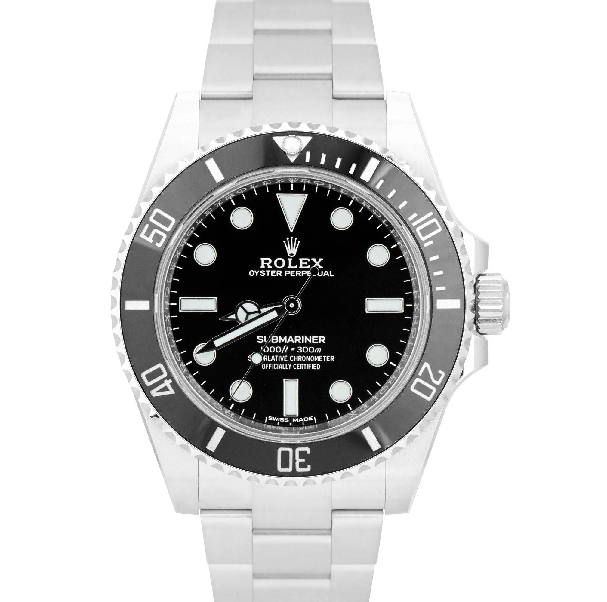 MINT Rolex Submariner No-Date Stainless 40mm Black Ceramic Dive Watch 114060