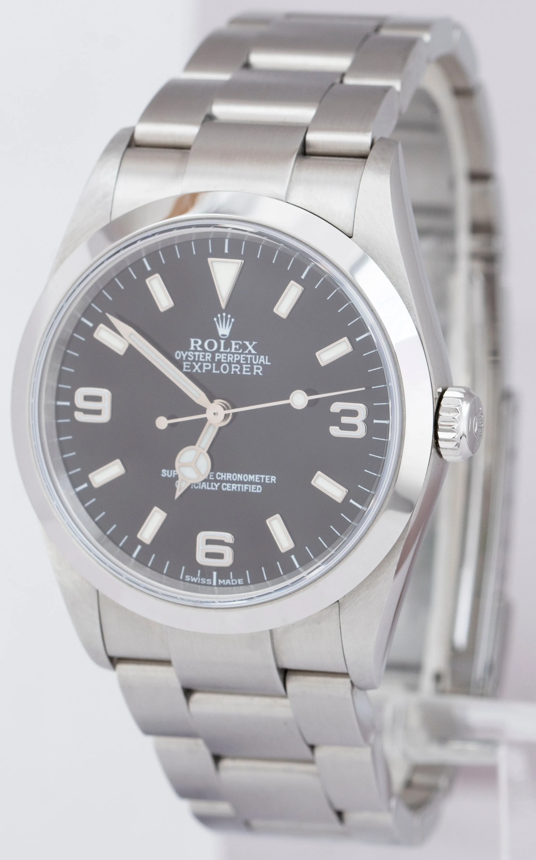 MINT UNPOLISHED Rolex Explorer I Black Stainless Steel 114270 36mm Watch PAPERS