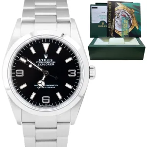 MINT UNPOLISHED Rolex Explorer I Black Stainless Steel 114270 36mm Watch PAPERS