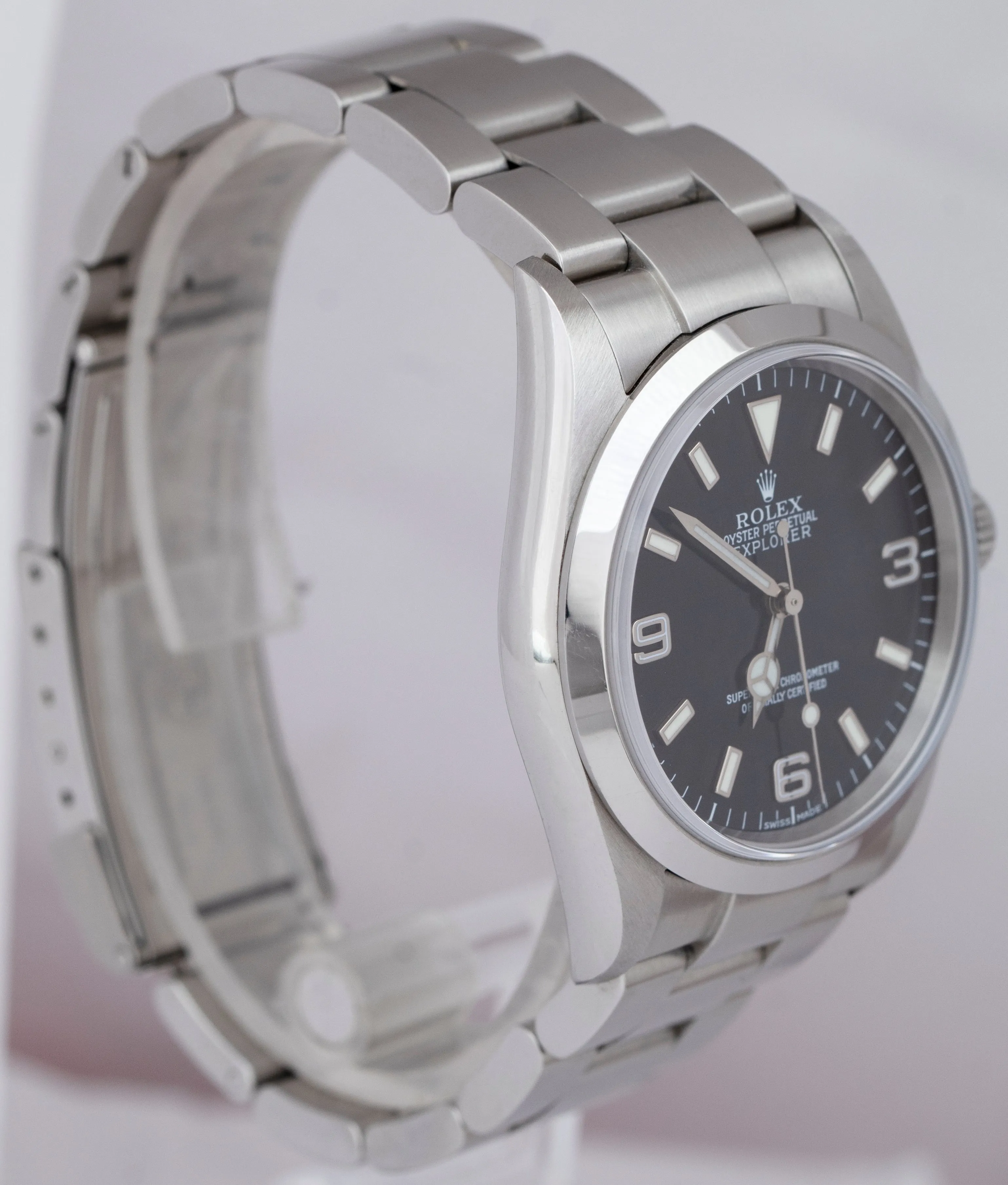 MINT UNPOLISHED Rolex Explorer I Black Stainless Steel 114270 36mm Watch PAPERS