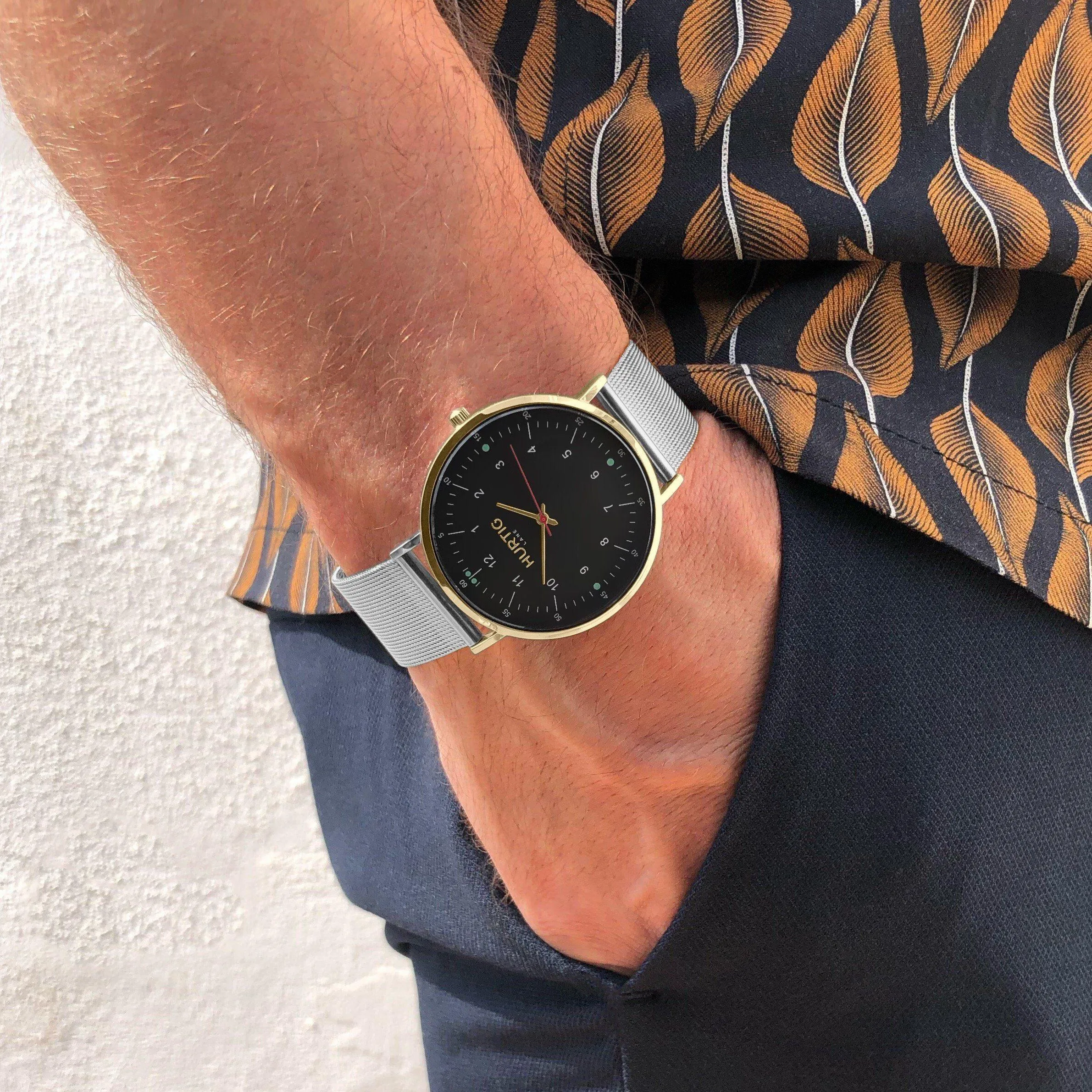 Moderno Stainless Steel Watch Gold, Black & Silver
