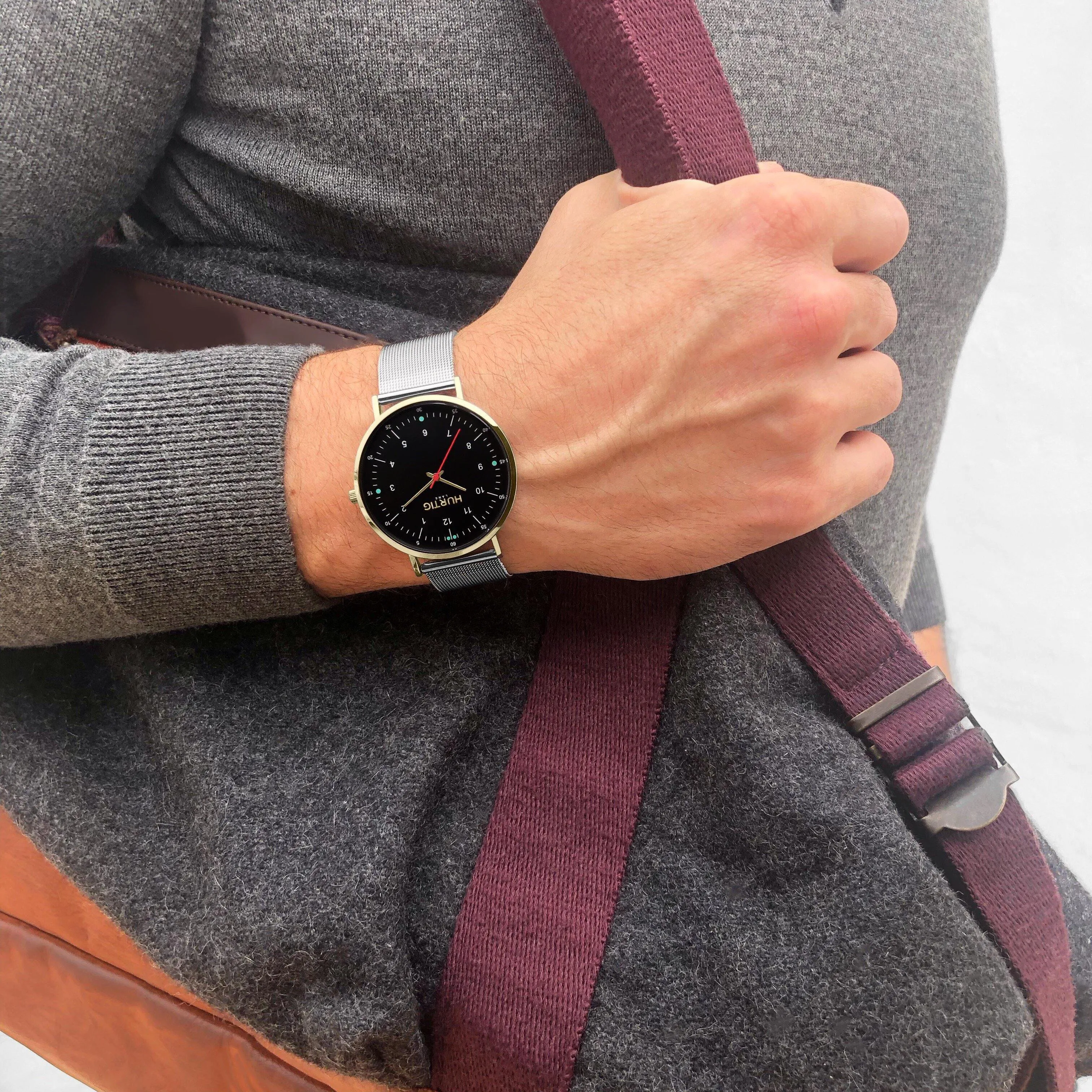 Moderno Stainless Steel Watch Gold, Black & Silver