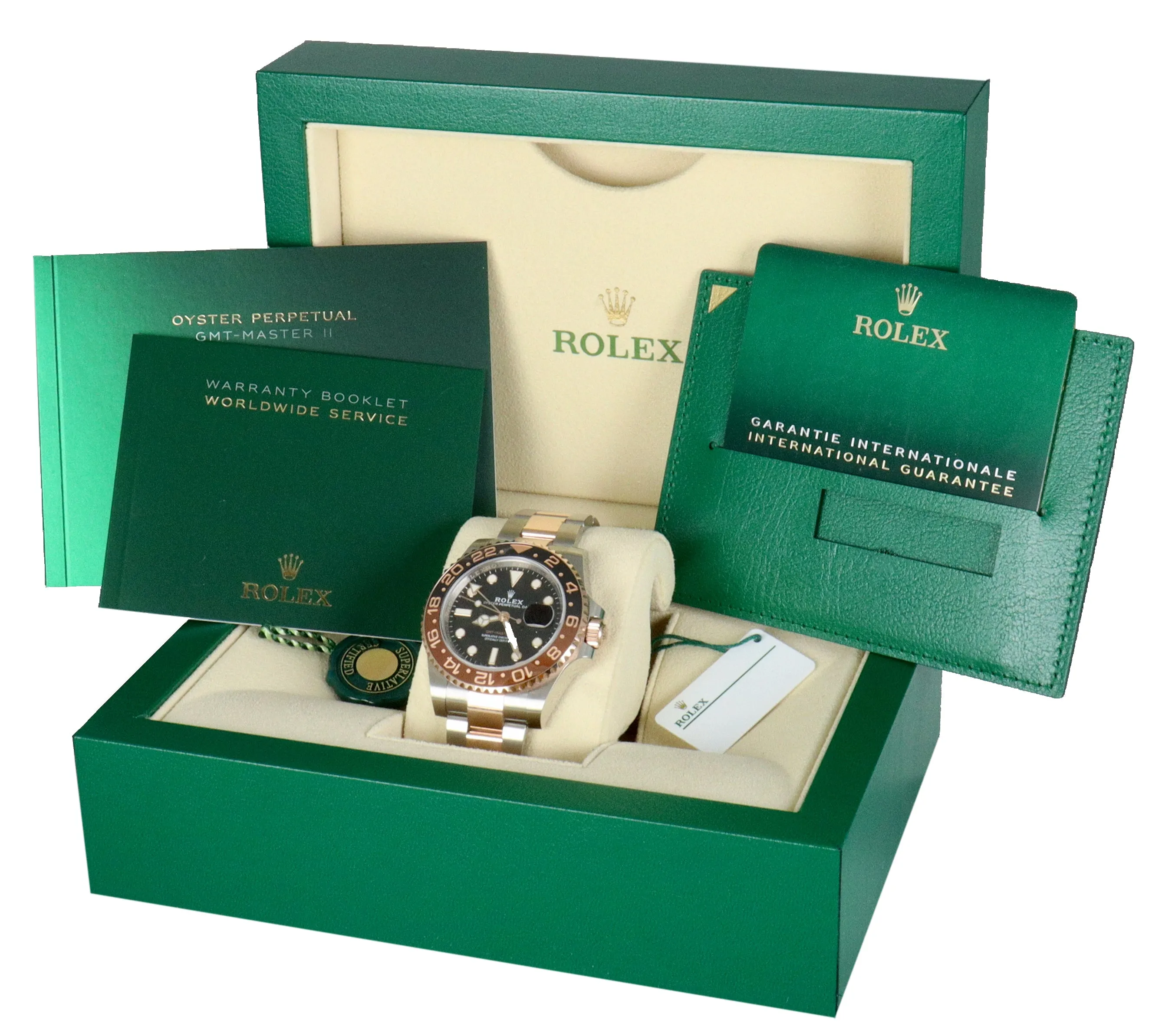 NEW 2021 Rolex GMT-Master II Root Beer Two-Tone 18K Rose Gold 126711 CHNR Steel