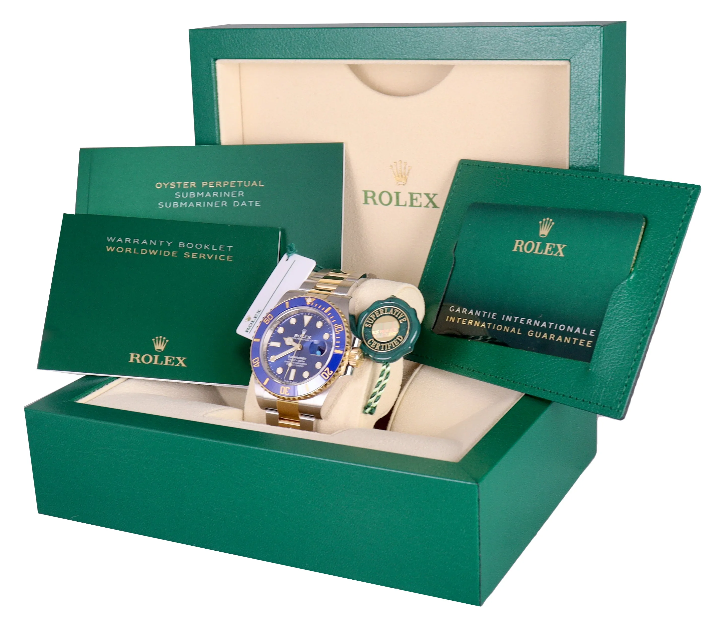 NEW 2021 Rolex Submariner Blue Sunburst Ceramic 126613 LB Two-Tone Gold Watch