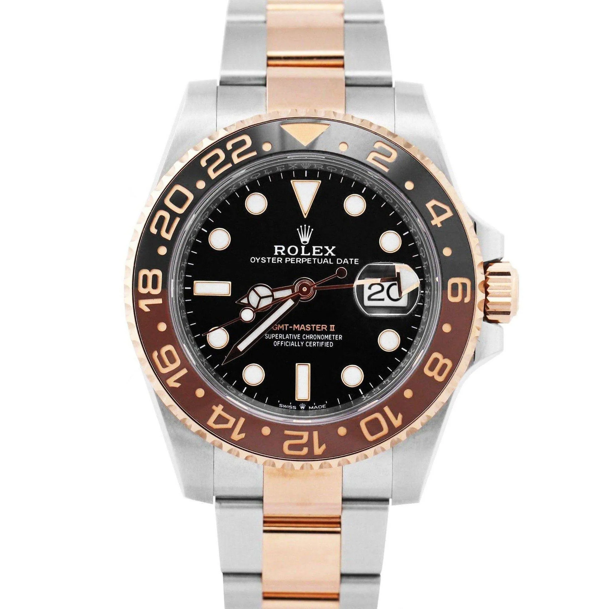 NEW FEB. 2022 Rolex GMT-Master II Root Beer Two-Tone Rose Gold 126711 CHNR Watch