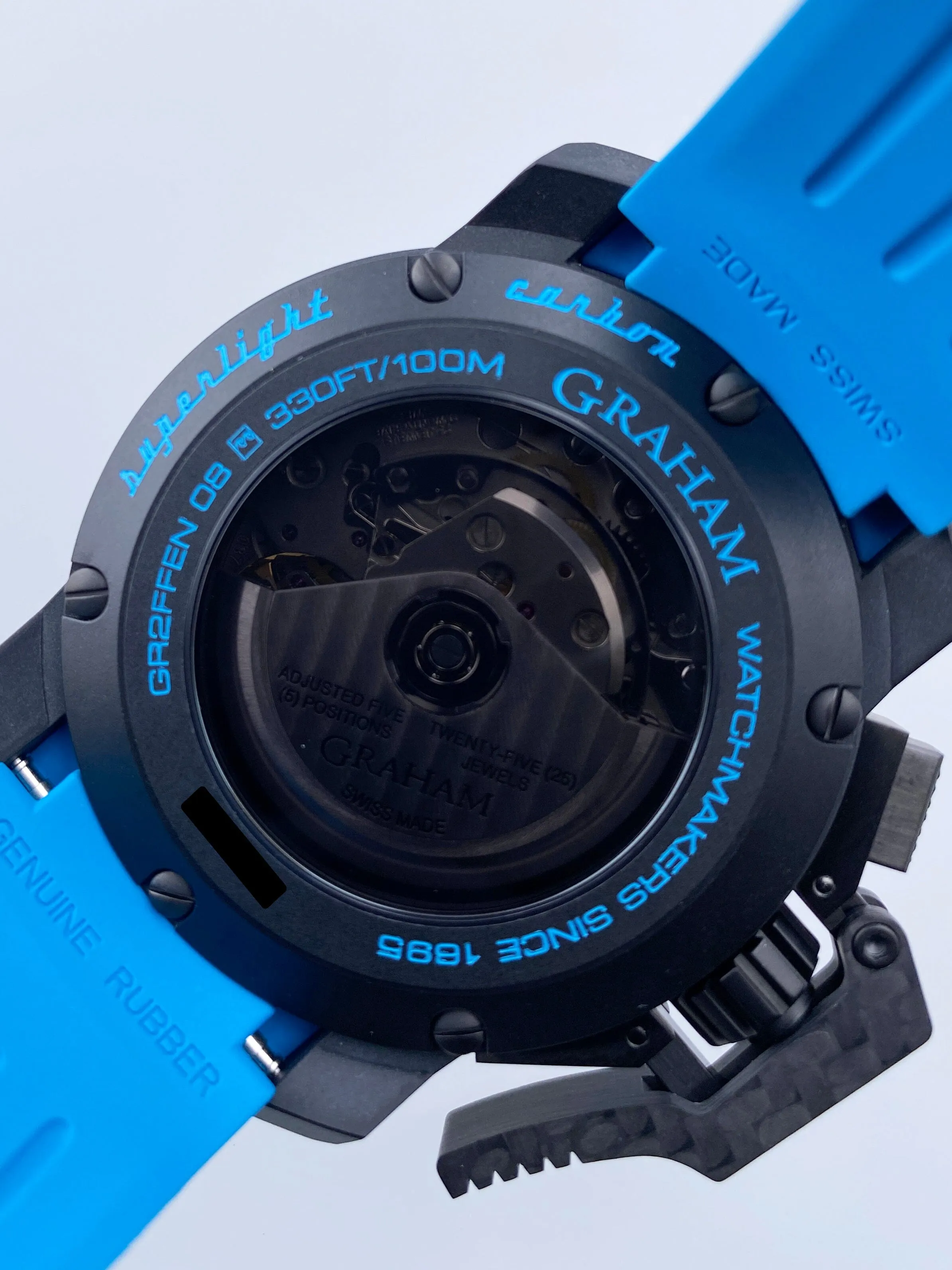 New Graham Chronofighter Oversize Superlight Carbon Blue Mens Watch Box Papers
