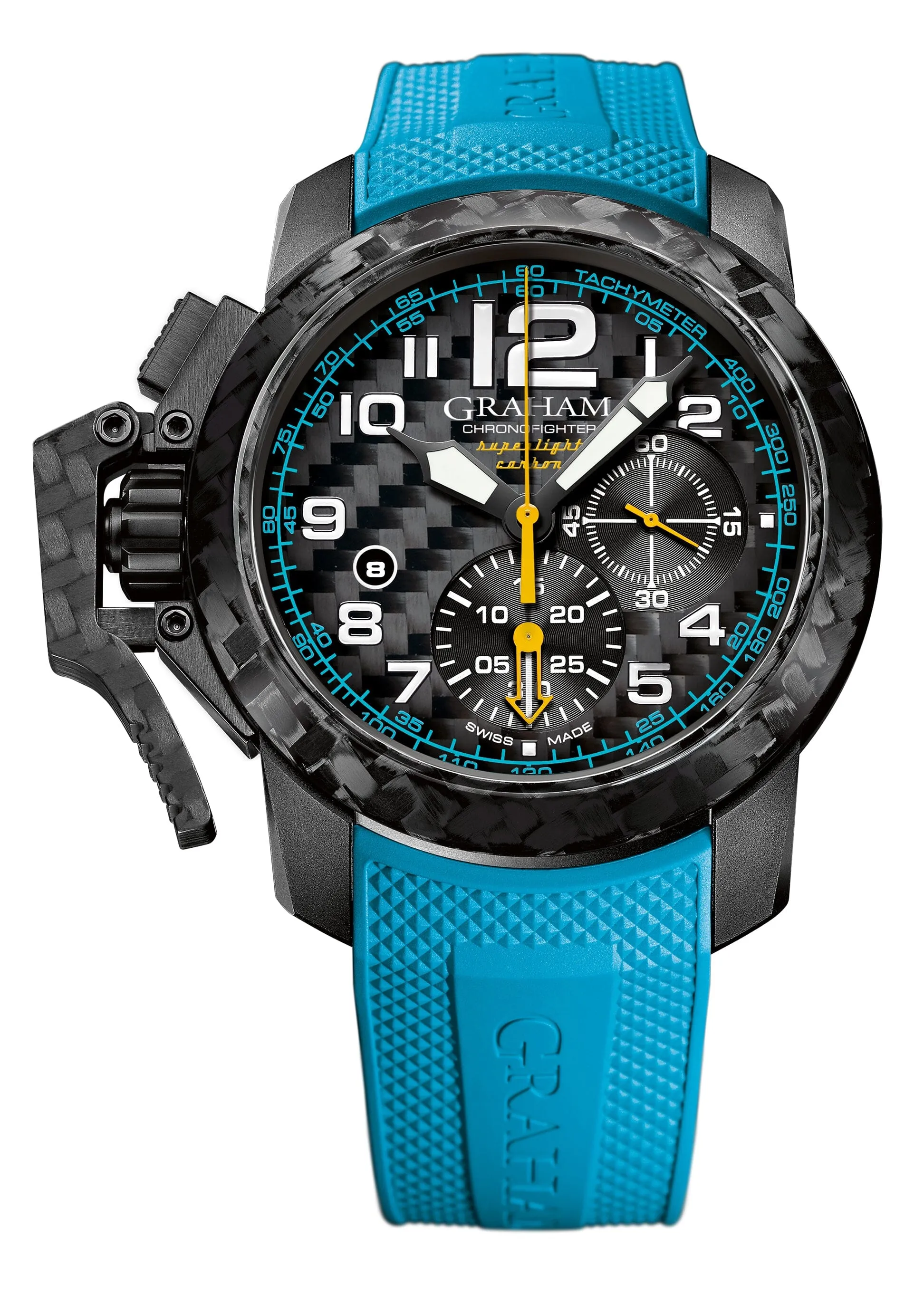 New Graham Chronofighter Oversize Superlight Carbon Blue Mens Watch Box Papers