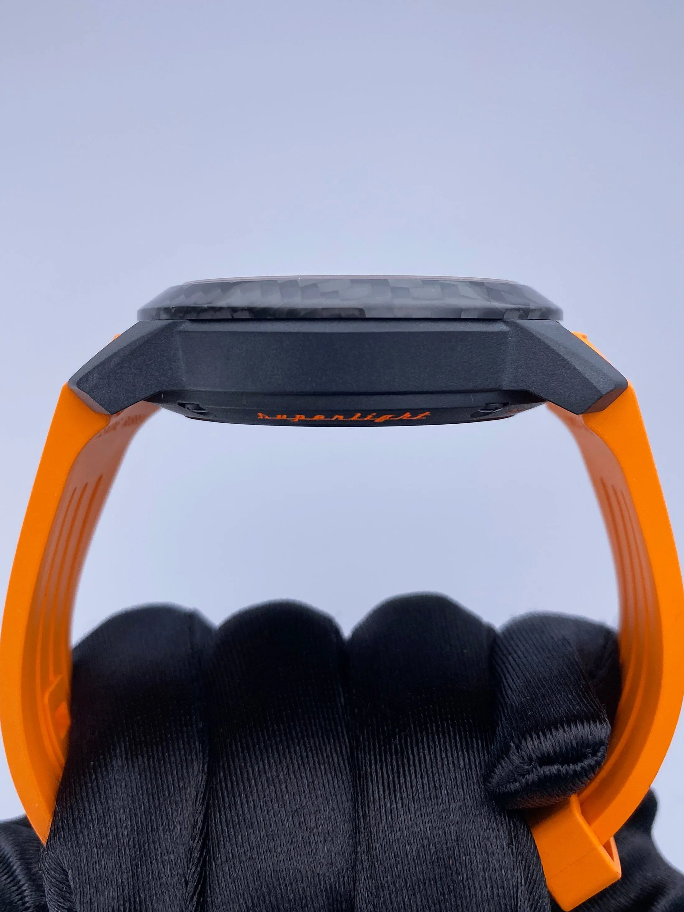 New Graham Chronofighter Oversize Superlight Carbon Orange Mens Watch Box Papers