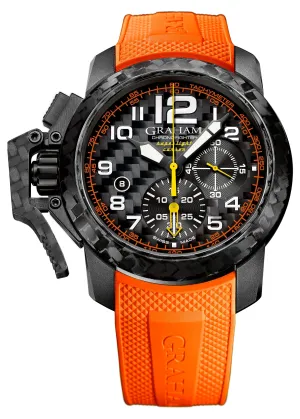 New Graham Chronofighter Oversize Superlight Carbon Orange Mens Watch Box Papers