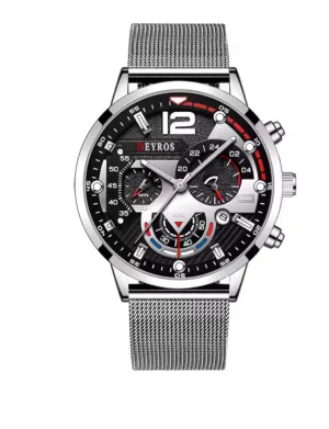 NEW Mesh Silver Black Top Brand Men Watch Luxury Gold Stainless Steel Mesh Belt Quartz Watches Business Leather Mens Luminous Watch relogio masculino