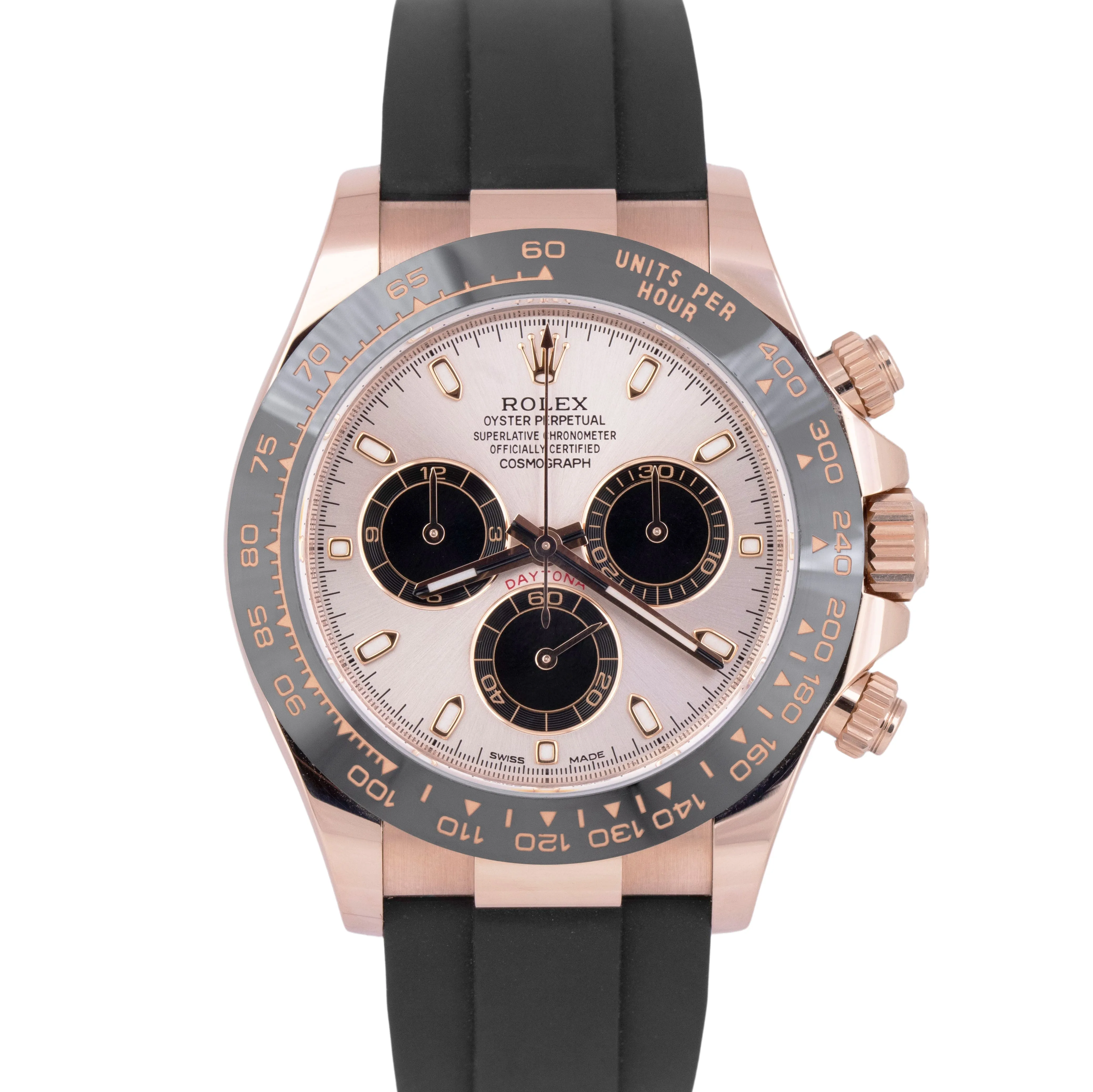 NEW PAPERS Rolex Daytona Cosmograph 18K Rose SUNDUST Oysterflex Watch 116515 BOX