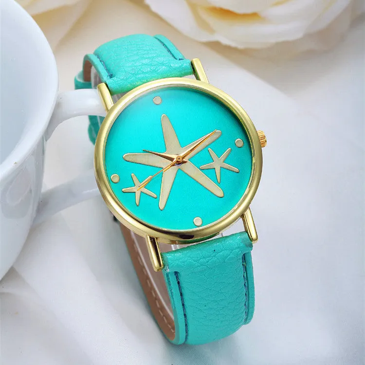 New Simple Style Women Casual Wristwatch Fashion Snowflake Leather Quartz Watch Ladies Dress Watch Relogio Feminino Clock