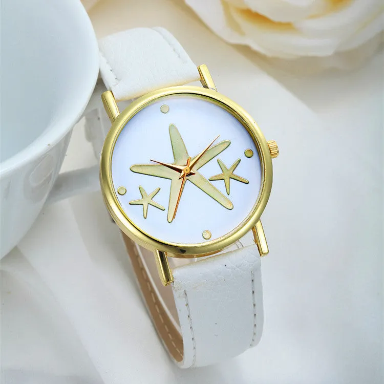 New Simple Style Women Casual Wristwatch Fashion Snowflake Leather Quartz Watch Ladies Dress Watch Relogio Feminino Clock