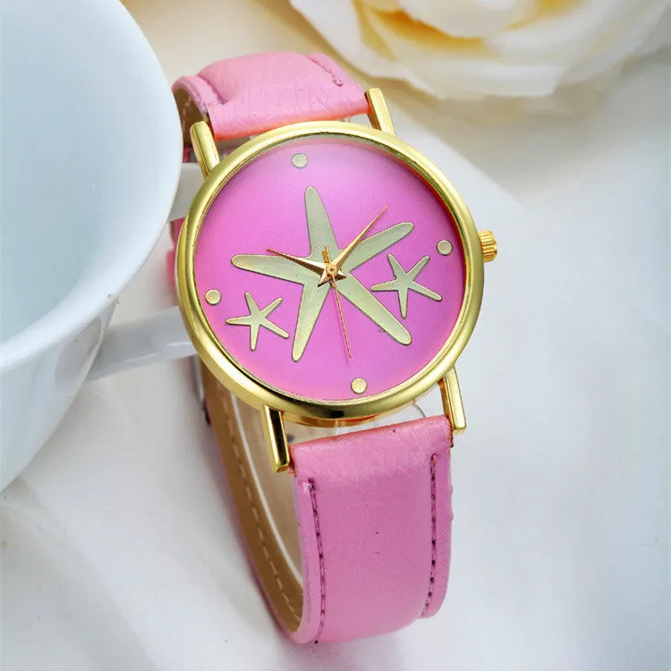 New Simple Style Women Casual Wristwatch Fashion Snowflake Leather Quartz Watch Ladies Dress Watch Relogio Feminino Clock