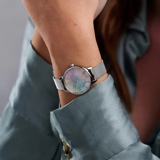 Olivia Burton Rainbow MOP, Multicolor Dial Stainless Steel Bracelet (30mm)