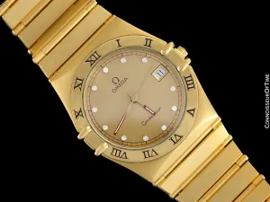 Omega Constellation Mens 35mm, Quartz, Date - 18K Gold Plated & Diamonds