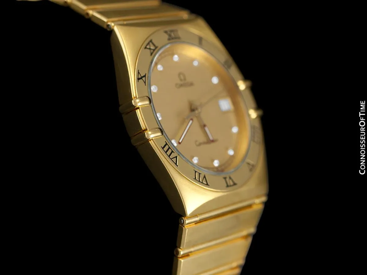 Omega Constellation Mens 35mm, Quartz, Date - 18K Gold Plated & Diamonds