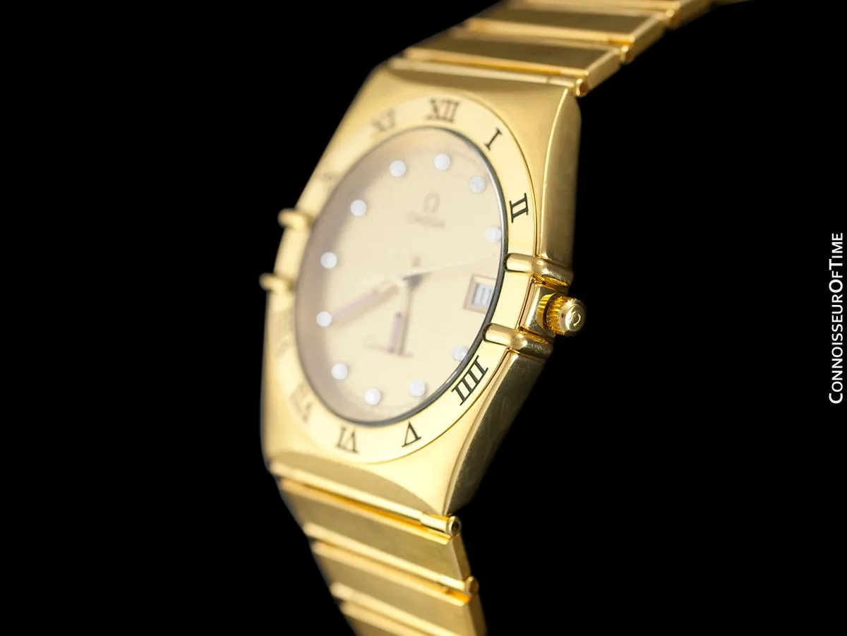 Omega Constellation Mens 35mm, Quartz, Date - 18K Gold Plated & Diamonds