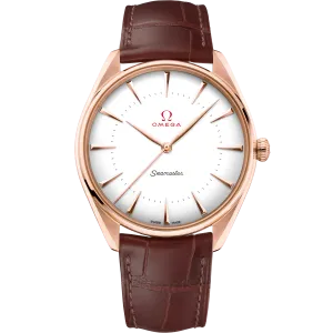 Omega Seamaster Olympic Official Timekeeper 39.5 mm, Sedna™ gold on leather strap