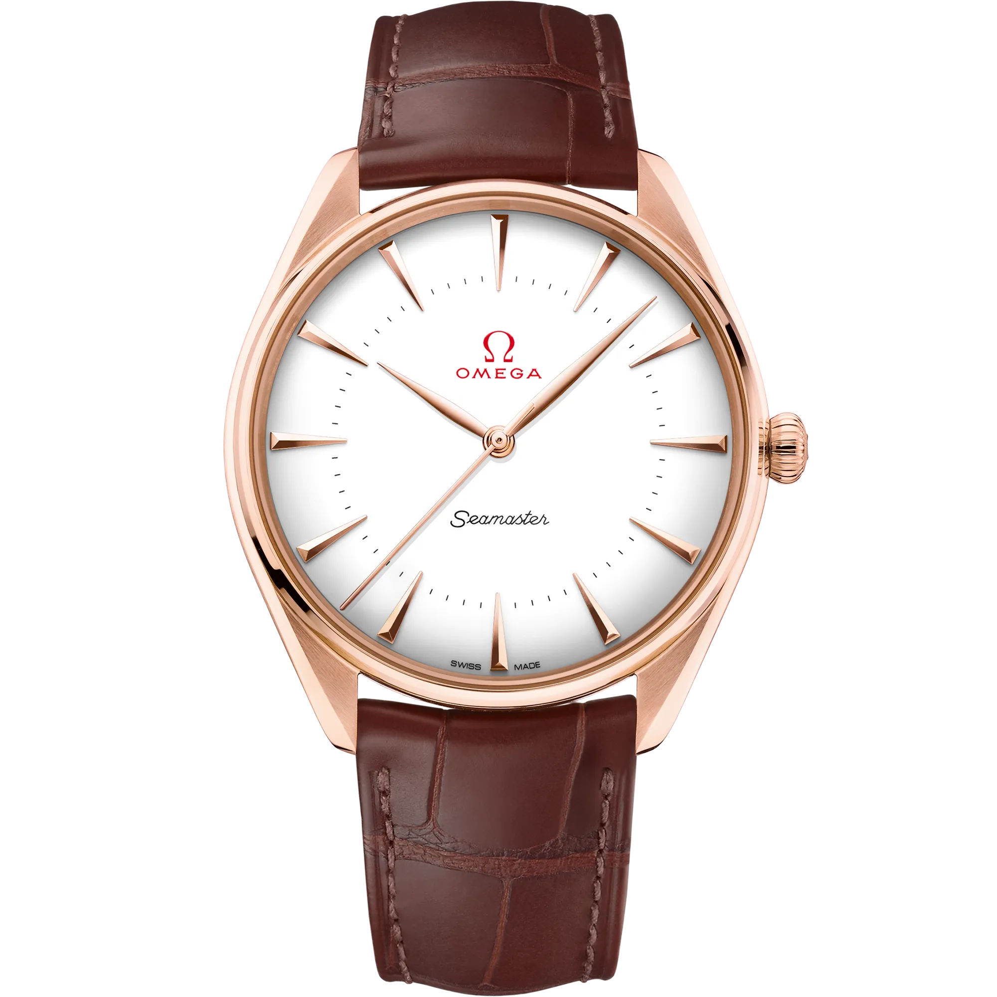 Omega Seamaster Olympic Official Timekeeper 39.5 mm, Sedna™ gold on leather strap