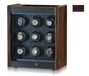 Orbita Avanti 9- Nine Programmable Watch Winder (Macassar Wood/Carbon Fiber)