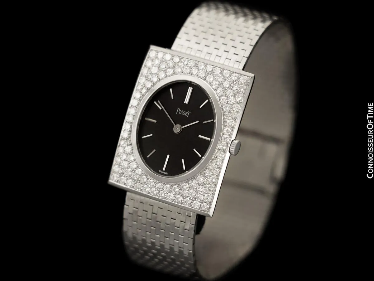 Owned & Worn by Red Skelton - 1970's Piaget Vintage Mens Watch - 18K White Gold & Diamonds