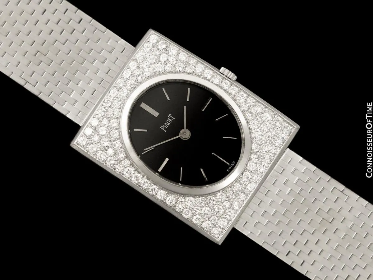 Owned & Worn by Red Skelton - 1970's Piaget Vintage Mens Watch - 18K White Gold & Diamonds