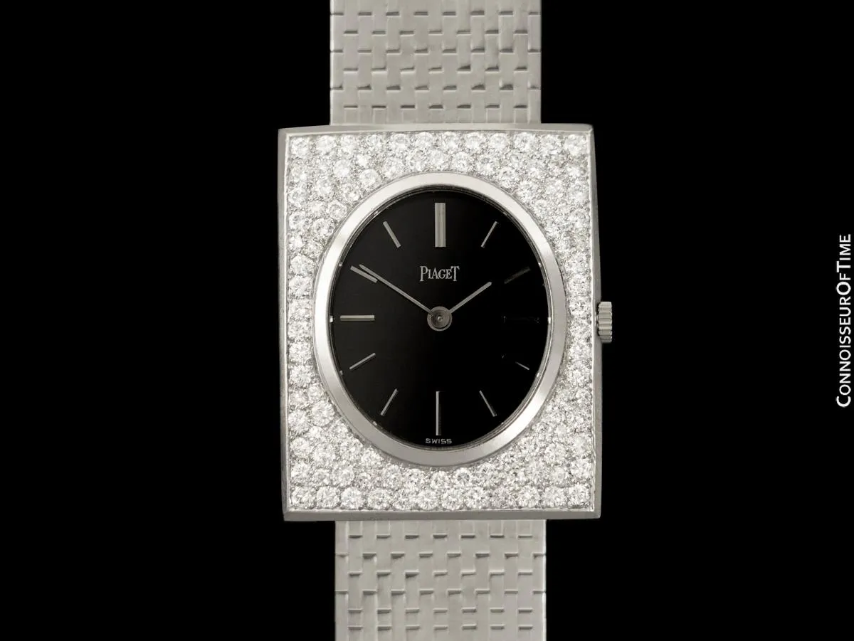 Owned & Worn by Red Skelton - 1970's Piaget Vintage Mens Watch - 18K White Gold & Diamonds