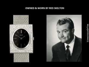 Owned & Worn by Red Skelton - 1970's Piaget Vintage Mens Watch - 18K White Gold & Diamonds