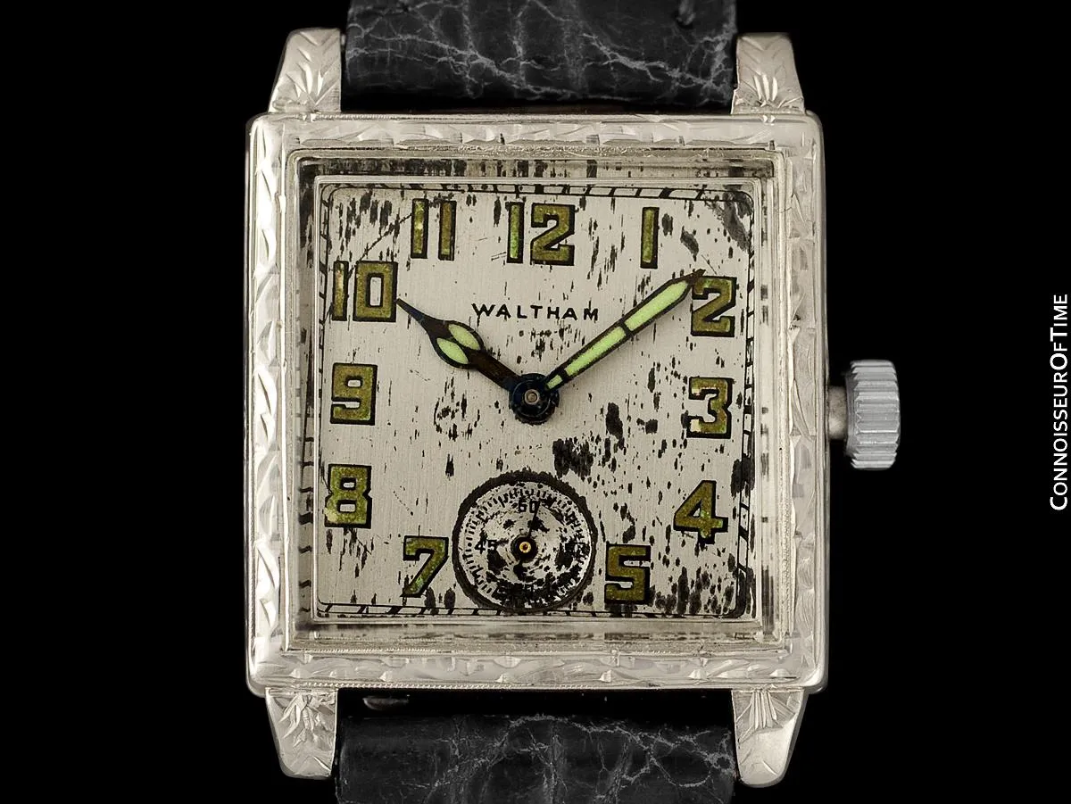 Owned & Worn by World Champion Heavyweight Boxer Jack Dempsey - 1929 Waltham Vintage 14K White Gold Watch