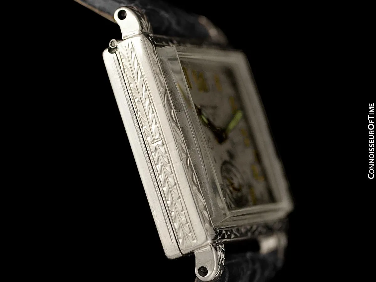 Owned & Worn by World Champion Heavyweight Boxer Jack Dempsey - 1929 Waltham Vintage 14K White Gold Watch