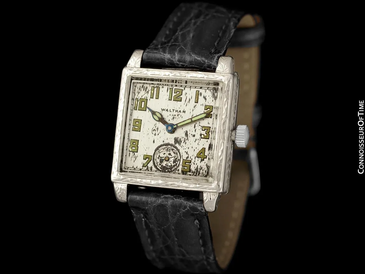 Owned & Worn by World Champion Heavyweight Boxer Jack Dempsey - 1929 Waltham Vintage 14K White Gold Watch