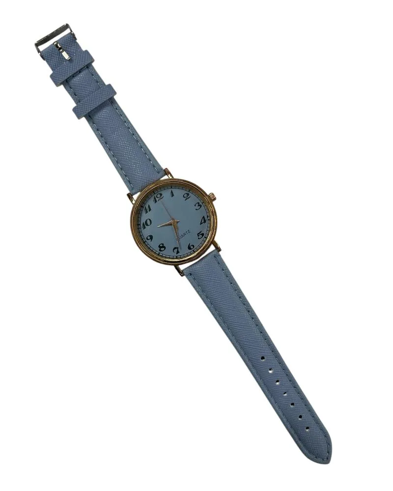P Blue Textured PU Strap Watch