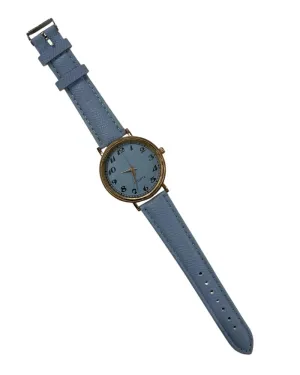P Blue Textured PU Strap Watch