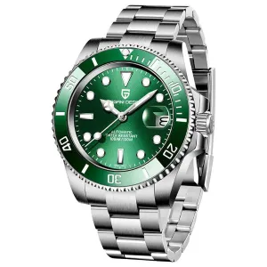 Pagani Design Silver Stainless Steel Green Dial Automatic Watch for Gents - PD1661