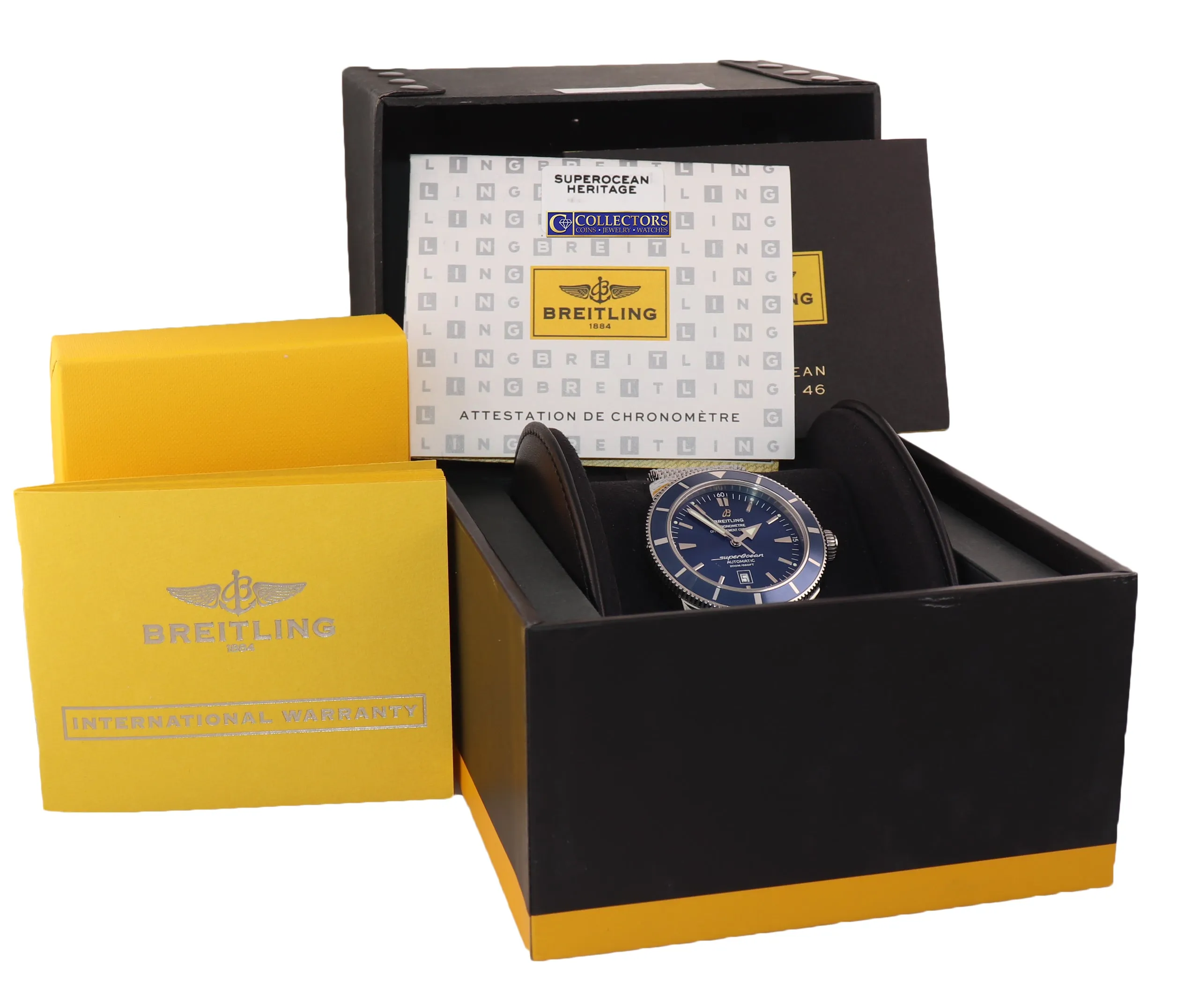 PAPERS Breitling SuperOcean Heritage 46 A17320 Blue Dial Date 46mm Mesh Watch