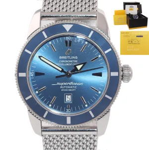 PAPERS Breitling SuperOcean Heritage 46 A17320 Blue Dial Date 46mm Mesh Watch