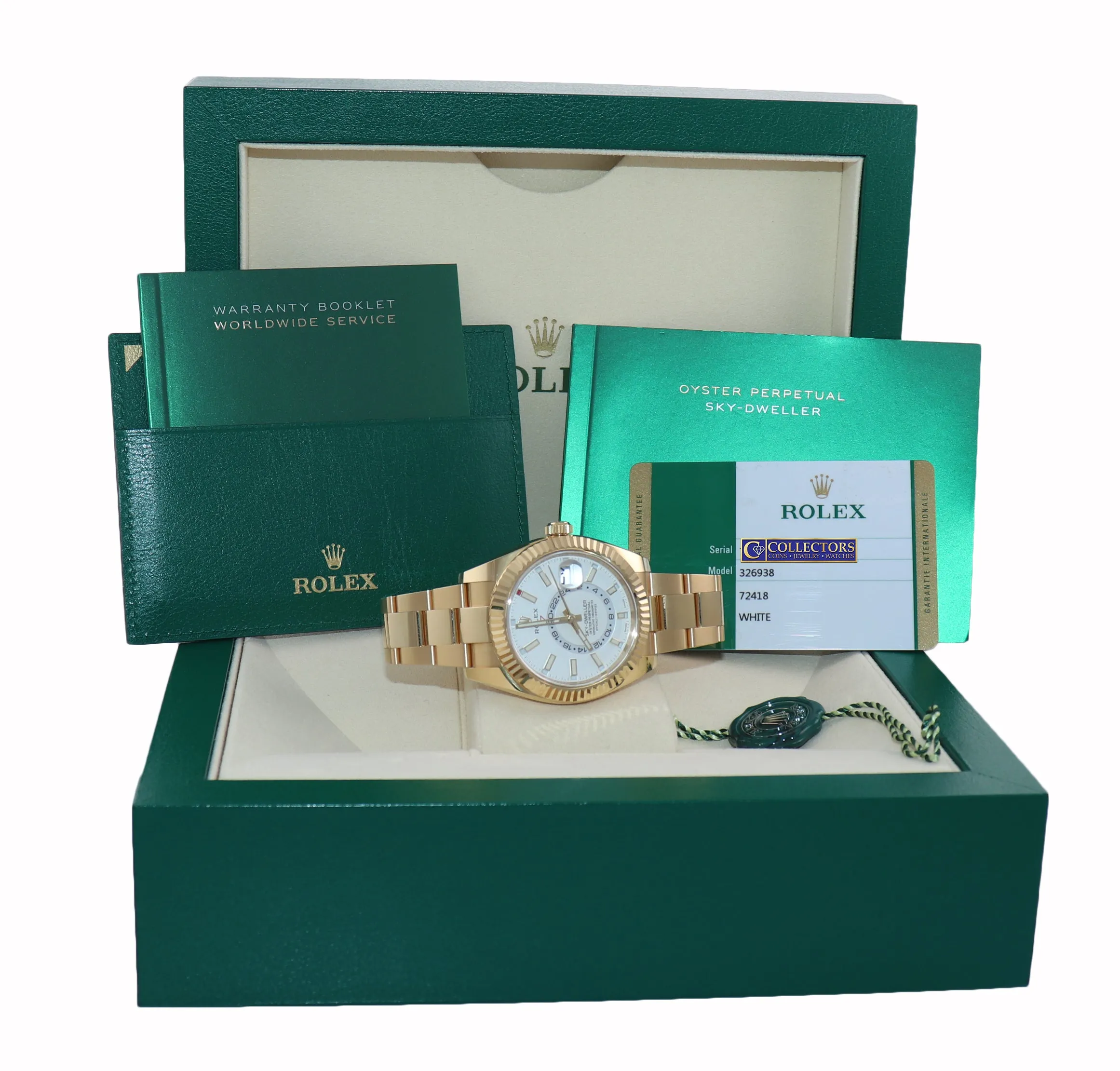 PAPERS JULY 2020 NEW Rolex Sky-Dweller 42mm 18k Yellow Gold White 326938 Watch
