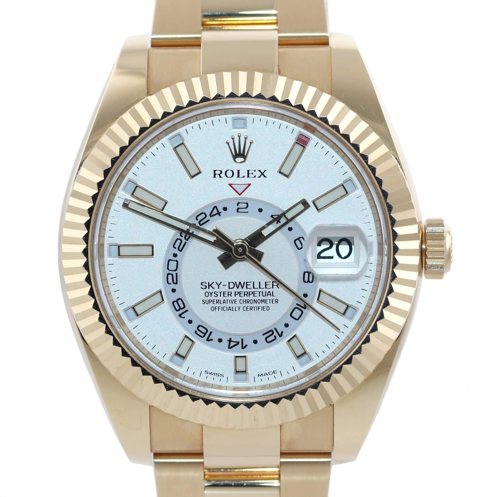 PAPERS JULY 2020 NEW Rolex Sky-Dweller 42mm 18k Yellow Gold White 326938 Watch