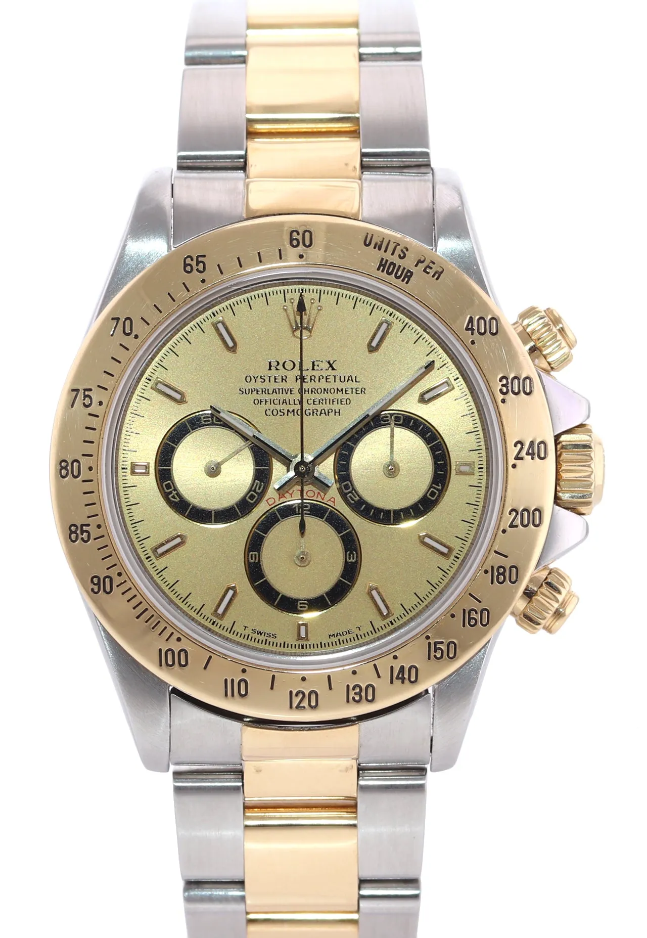PAPERS Rolex Daytona 16523 Zenith Two Tone 18 Yellow Gold Champagne Dial Watch