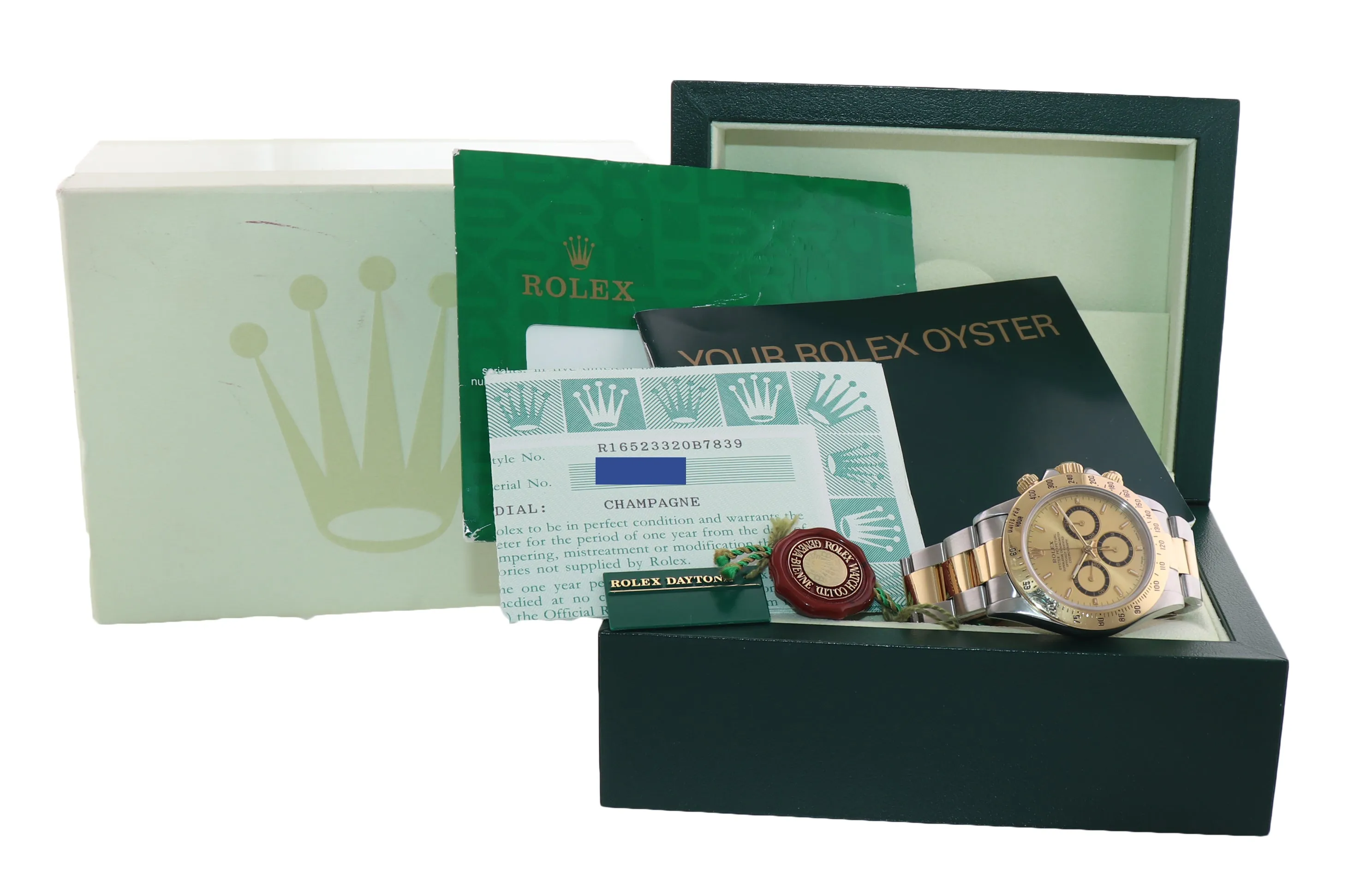 PAPERS Rolex Daytona 16523 Zenith Two Tone 18 Yellow Gold Champagne Dial Watch