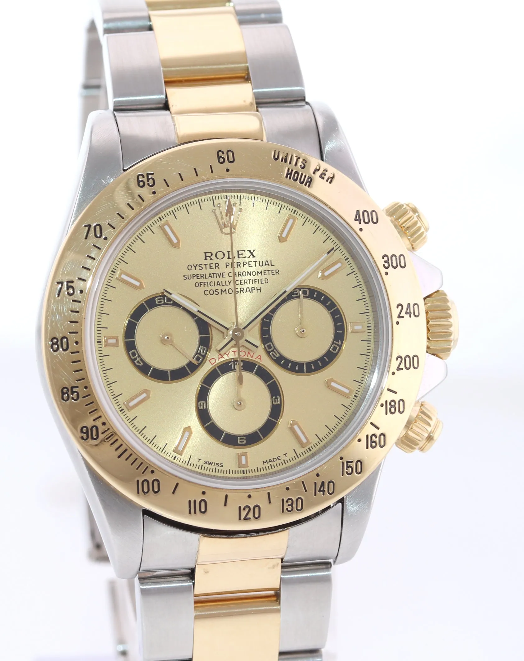 PAPERS Rolex Daytona 16523 Zenith Two Tone 18 Yellow Gold Champagne Dial Watch