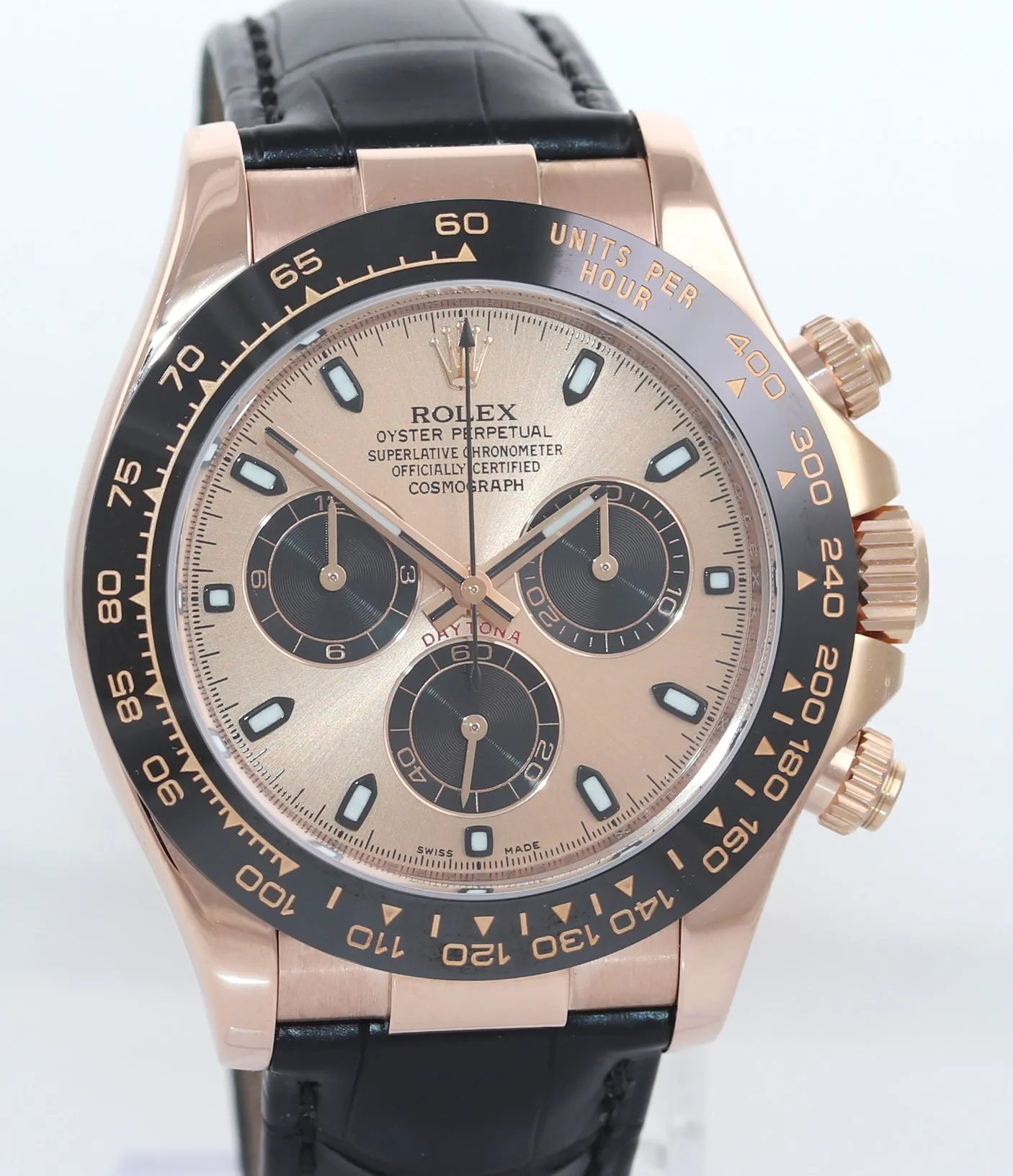 PAPERS Rolex Daytona Ceramic 116515LN Rose Gold Pink Panda Leather Watch Box